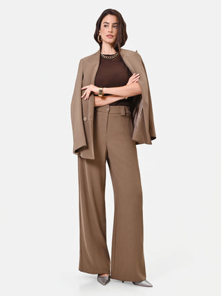 Pantalone tortora a gamba larga