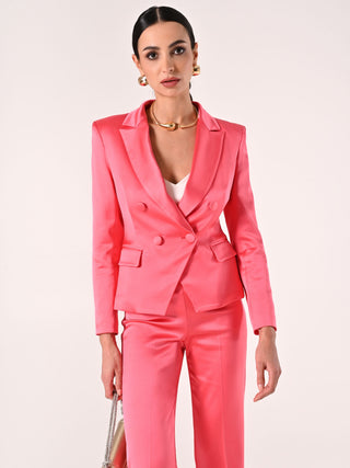 Jacke aus Viskosesatin in Kamelienrosa