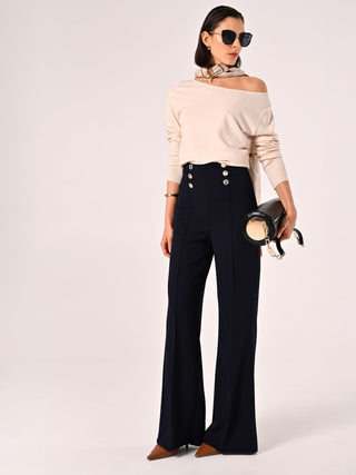 Blue Trousers with Sailor-style Buttons
