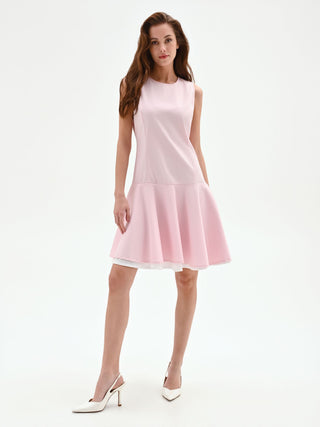 Pink Flared Cotton Sateen Dress