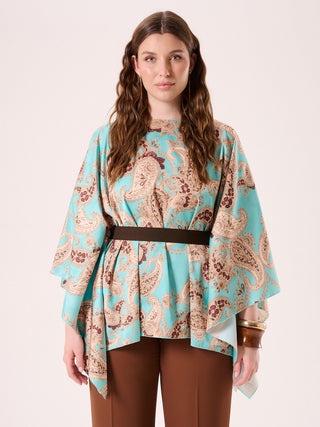 Curvy Aqua Green Paisley Blouse