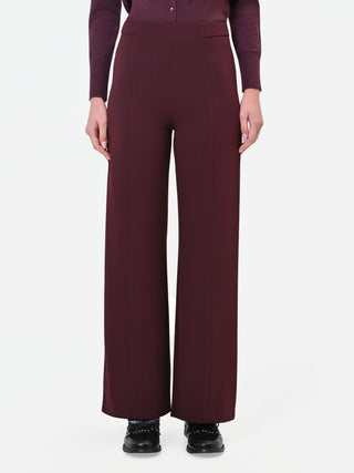 Pantalone a gamba larga bordeaux rosso