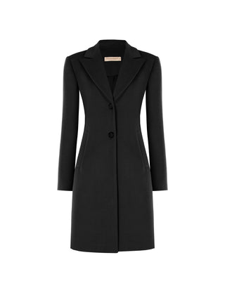 Black Straight-Cut Single-Breasted Velour Coat