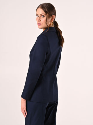 Blue Cotton Jacket with Contrasting Stitching