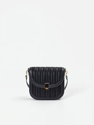 Black Plissé Crossbody Bag