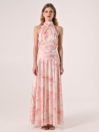 Robe à l’américaine marbrée rose