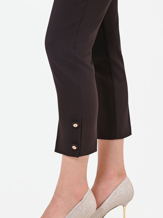 Dark Brown Trousers with Side Slit