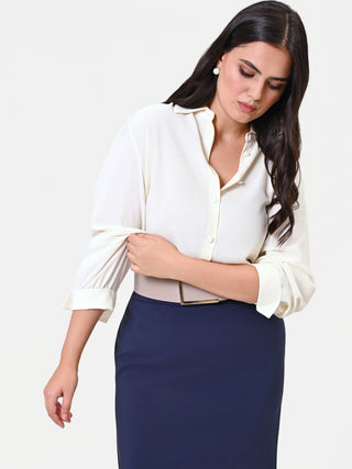 Cream Curvy Blouse with Jewel Detail