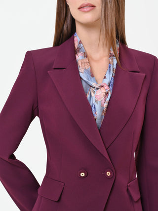 Burgundy Red Fitted Jacket with Peak Lapels