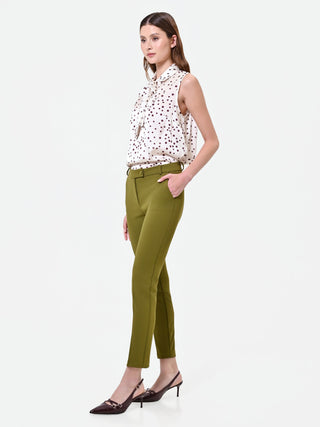 Pantaloni a sigaretta verde olio