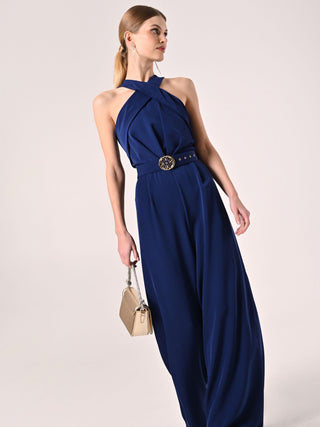 Navy Jumpsuit with Halterneck