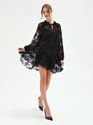 Black Floral Lace Mini Dress Rinascimento Black Floral Lace Mini Dress Rinascimento