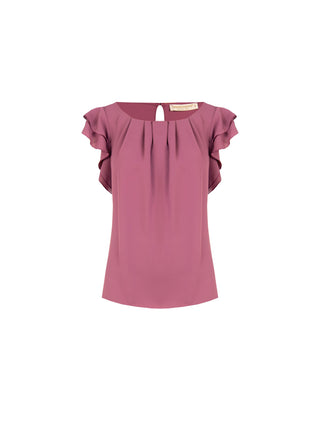 Antique Pink Satin Cap-Sleeve Top