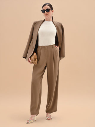 Mud Brown Cady Palazzo Pants