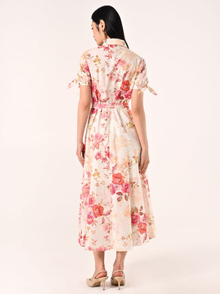 Robe chemise en coton imprimé fleuri