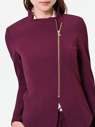 Giacca bordeaux con zip asimmetrica