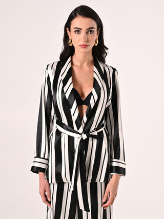 Giacca Leggera a Righe Black & White