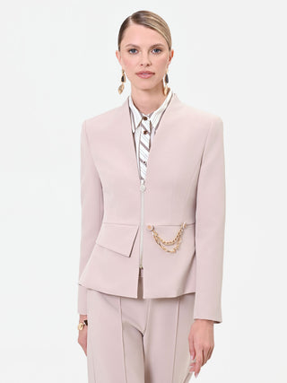 Jacke in Taupe-Beige mit Kettendetail