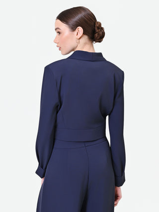 Giacca corta blu navy con bottone design