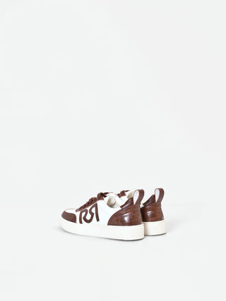 Chocolate Sneakers with Croc-Effect Inserts