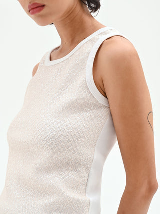 Cream tank top with all-over sequins
