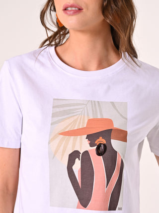 Printed Cotton T-shirt with Earring