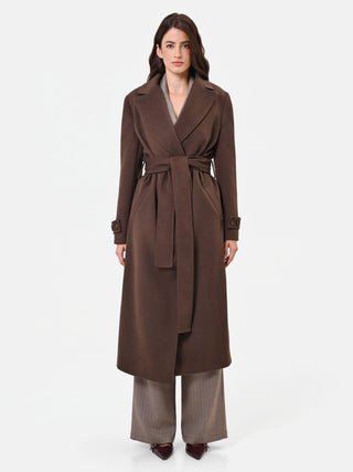Dark Brown Belted Wrap Coat