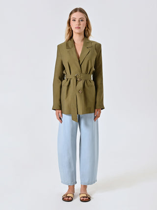 Giacca Verde Militare con Cintura