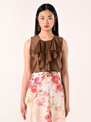 Brown Ruffled Blouse