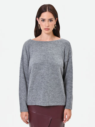 Grey Boat Neck Sweater