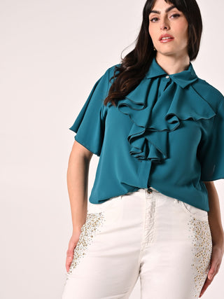 Blouse curvy vert royal
