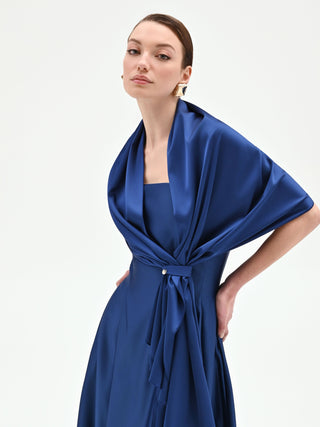 Stola in raso blu brillante