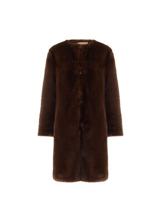 Cappotto effetto pelliccia marrone