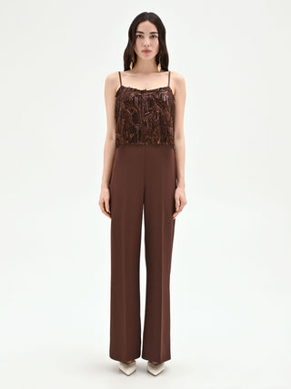 Mono chocolate con lentejuelas y flecos