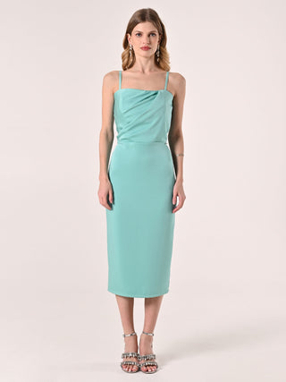 Robe fourreau vert d’eau en satin
