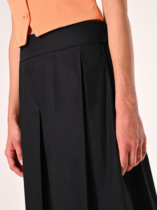 Full Midi Skirt in Black Cotton
