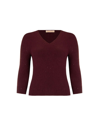 Maglia Curvy bordeaux rosso con punti luce