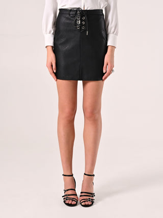 Faux-leather Mini Skirt with Laces