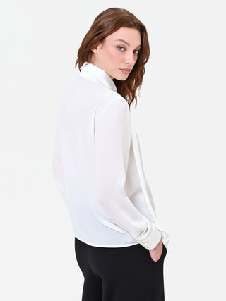 Cremeweiße Georgette-Bluse mit Schluppe