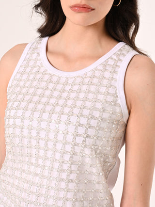 Tank Top with Tulle, Pearls and Sequins