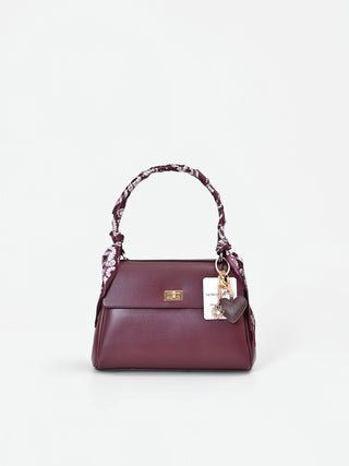 Borsa a mano bordeaux con foulard