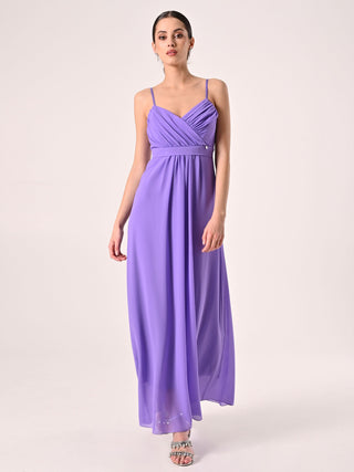 Lilac Empire-Waist Georgette Dress