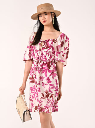 Robe imprimé fleuri violet iris