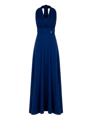 Abito Lungo Blu Nastri