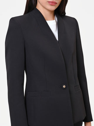 Single-breasted jacket in technical fabric with a stand-up collar