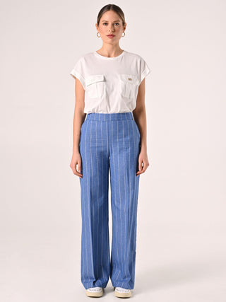Pinstripe Denim Trousers