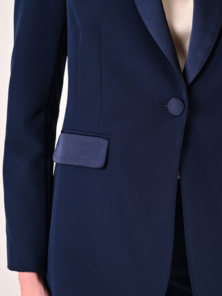 Blue Tuxedo-Lapel Jacket