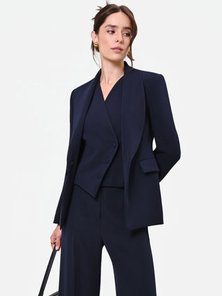 Einreihiger Studio-Blazer mit Nadelstreifen in Marineblau