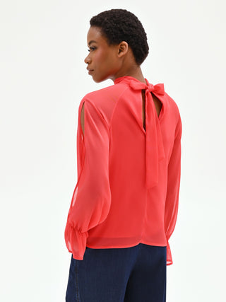 Blusa rosso fragola in georgette