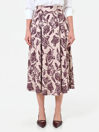 Jacquard-Rock mit floralem Muster in Bordeauxrot